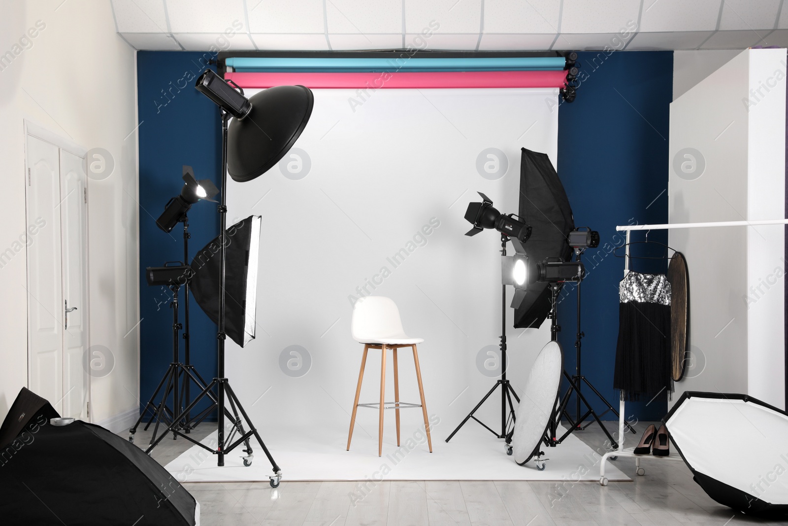 Photo of Photo studio interior with set of professional equipment