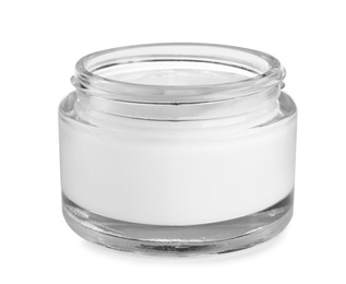 Jar of organic cream isolated on white