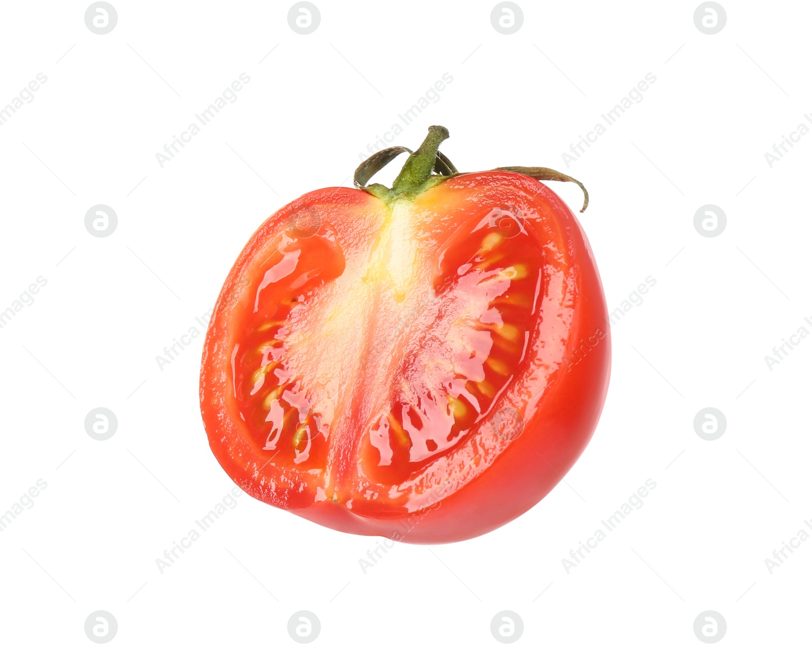 Photo of Half of tasty raw tomato isolated on white