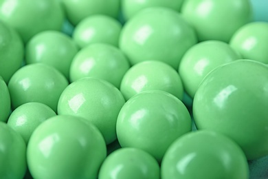 Photo of Smooth round beads in mint color, closeup