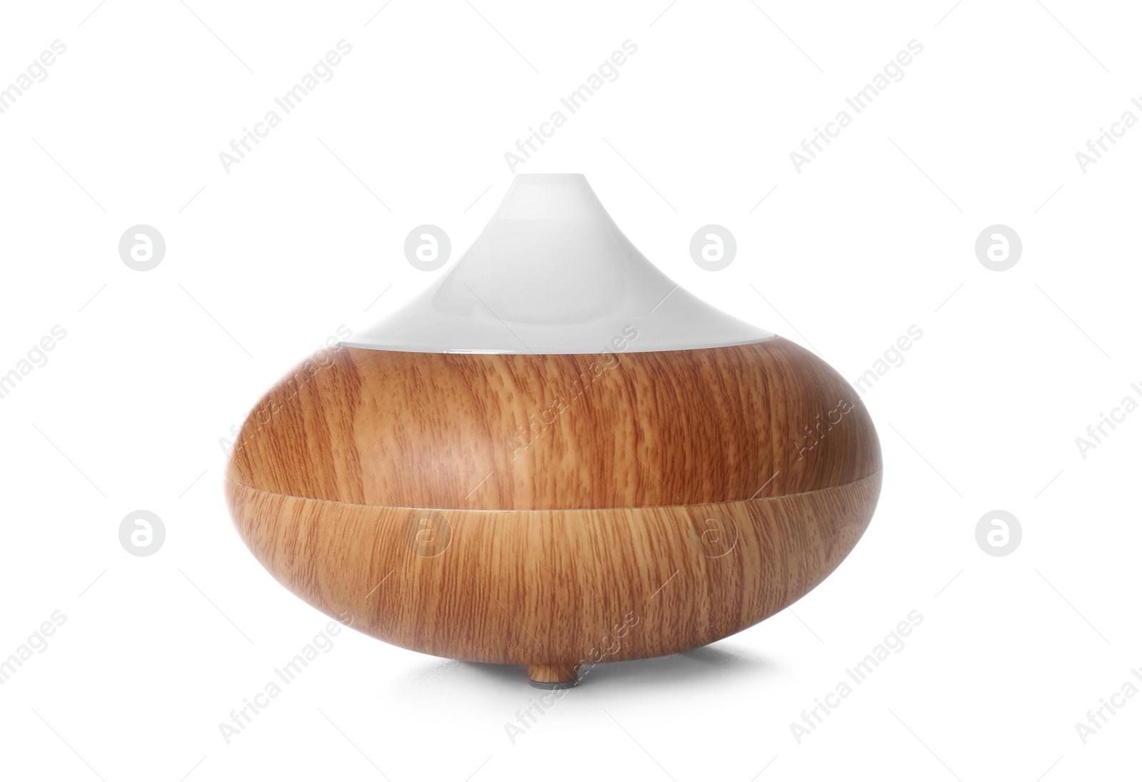 Photo of Aroma oil diffuser lamp on white background