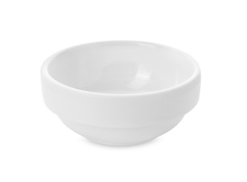 Photo of One empty ceramic bowl isolated on white