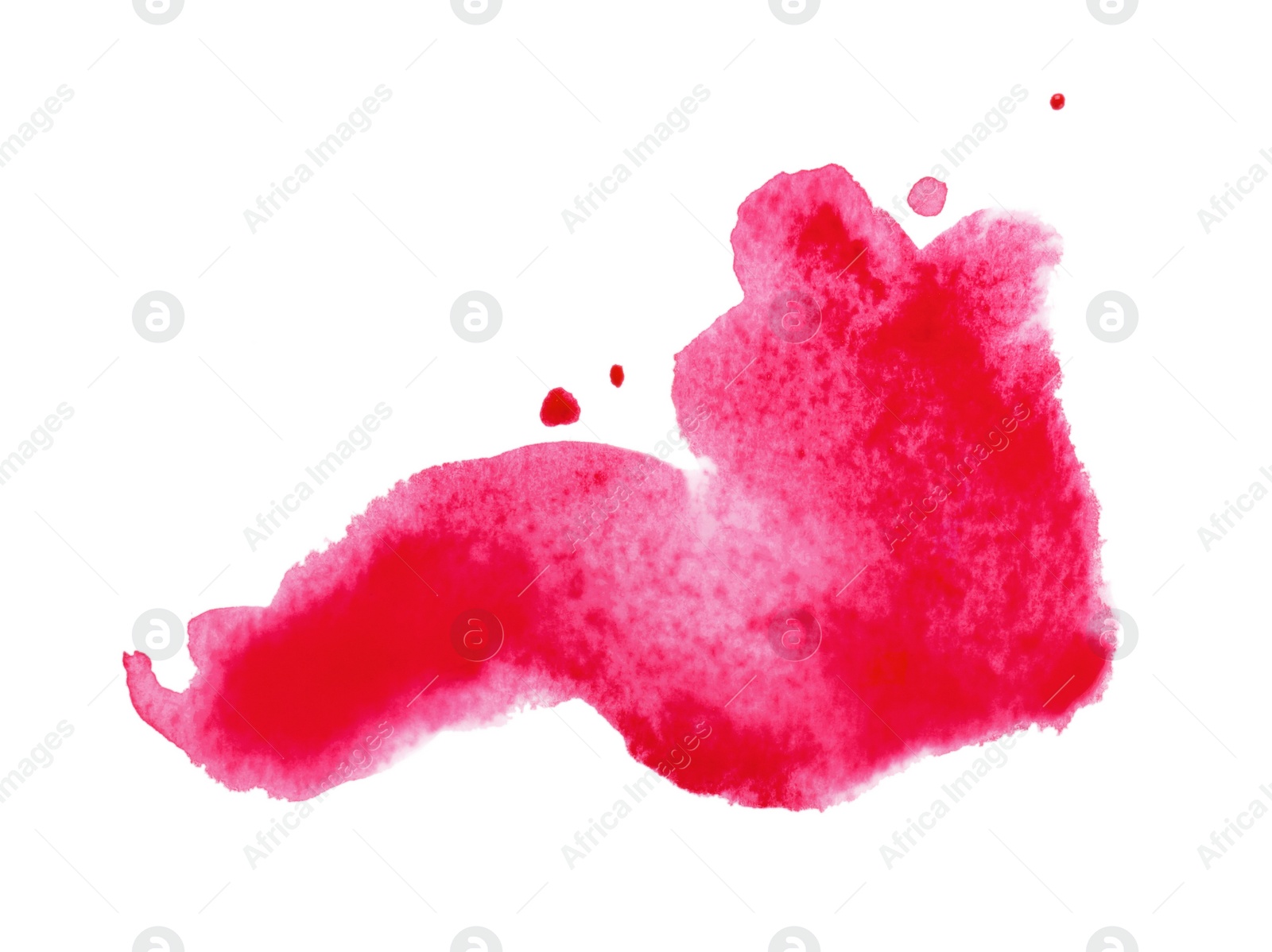 Photo of Blot of pink watercolor paint isolated on white, top view