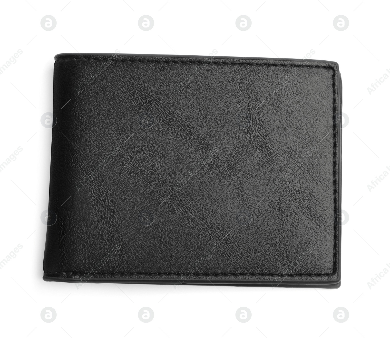 Photo of Stylish black leather wallet isolated on white