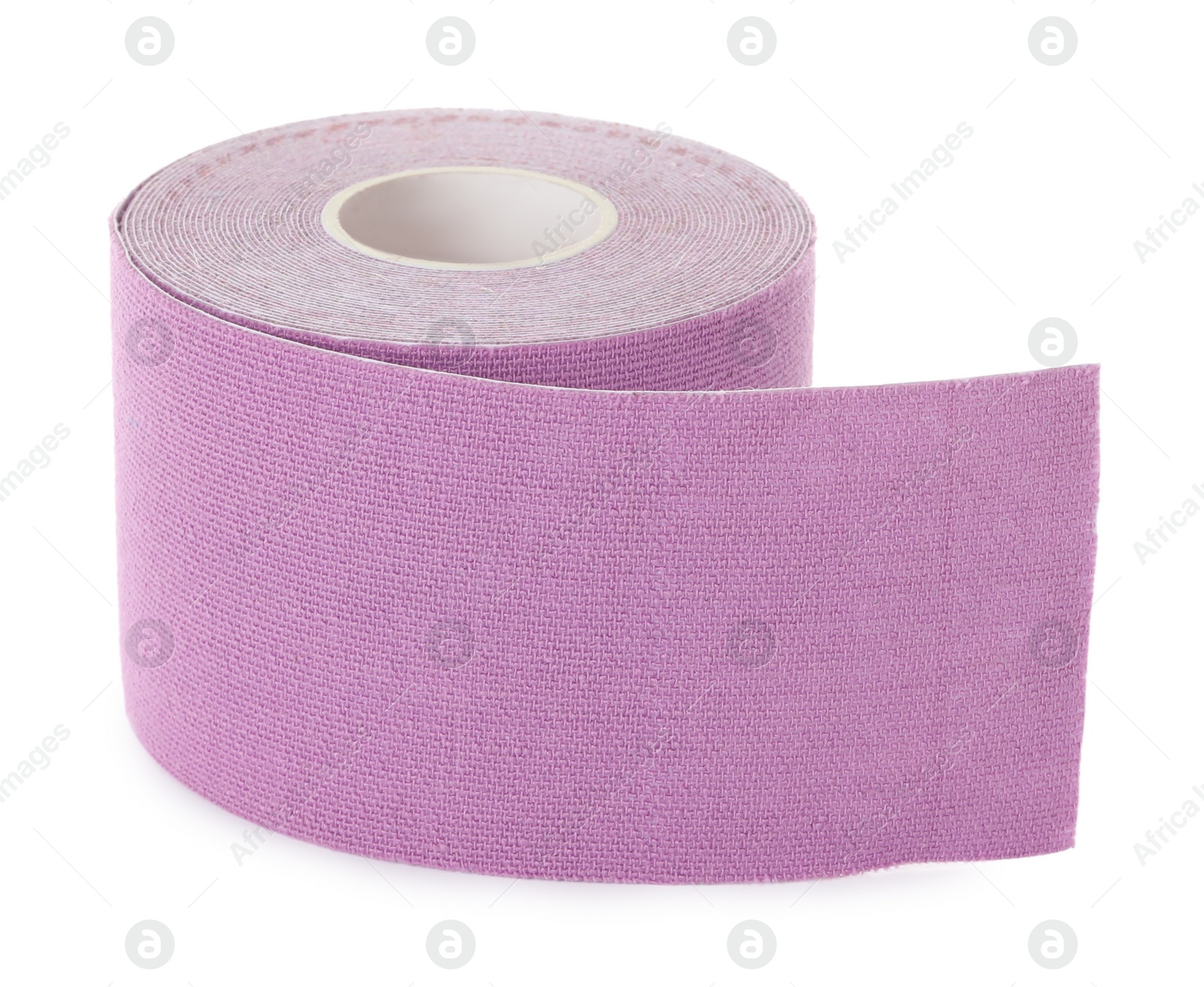 Photo of Violet kinesio tape in roll on white background