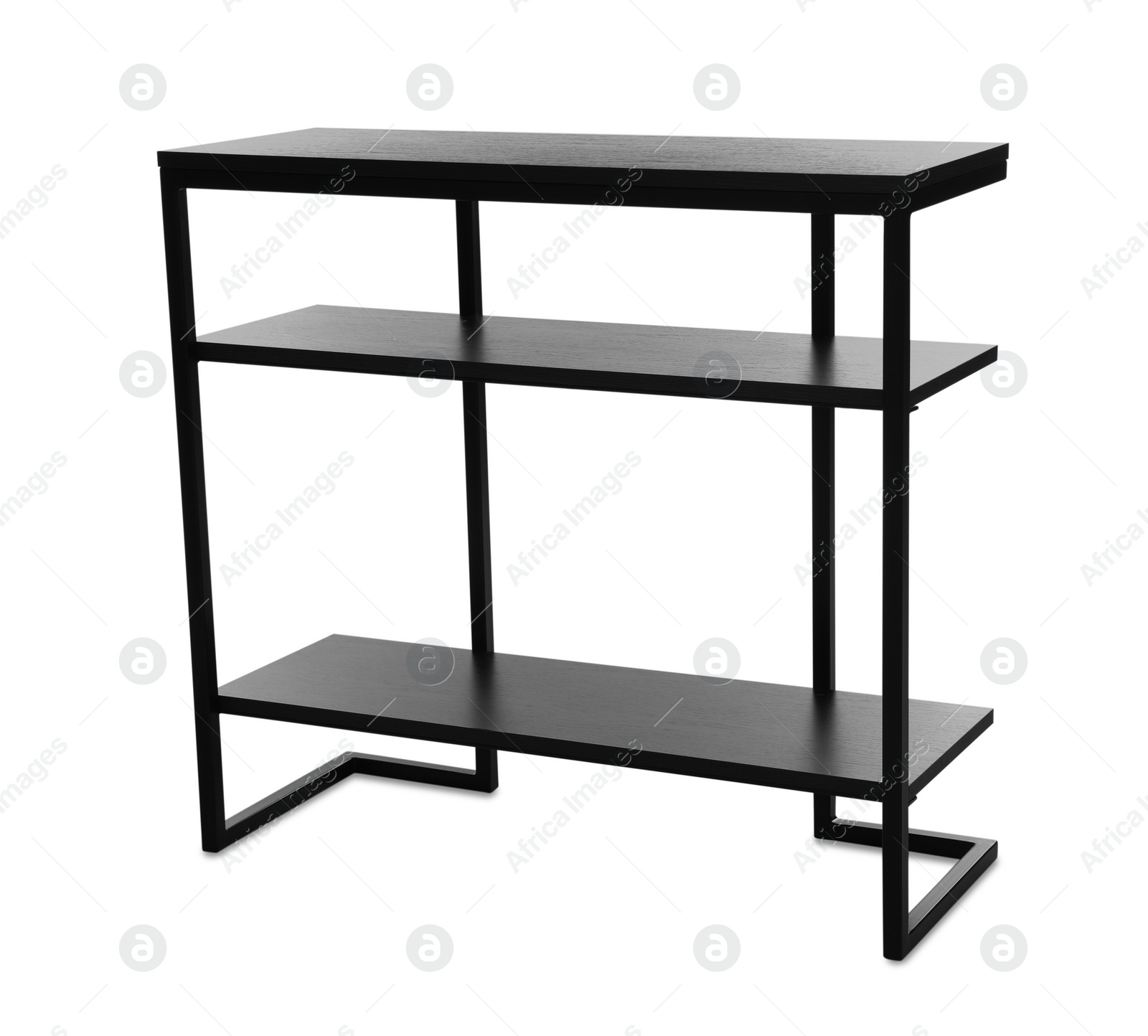 Photo of Stylish console table on white background. Interior element