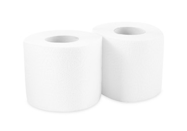 Soft toilet paper rolls isolated on white