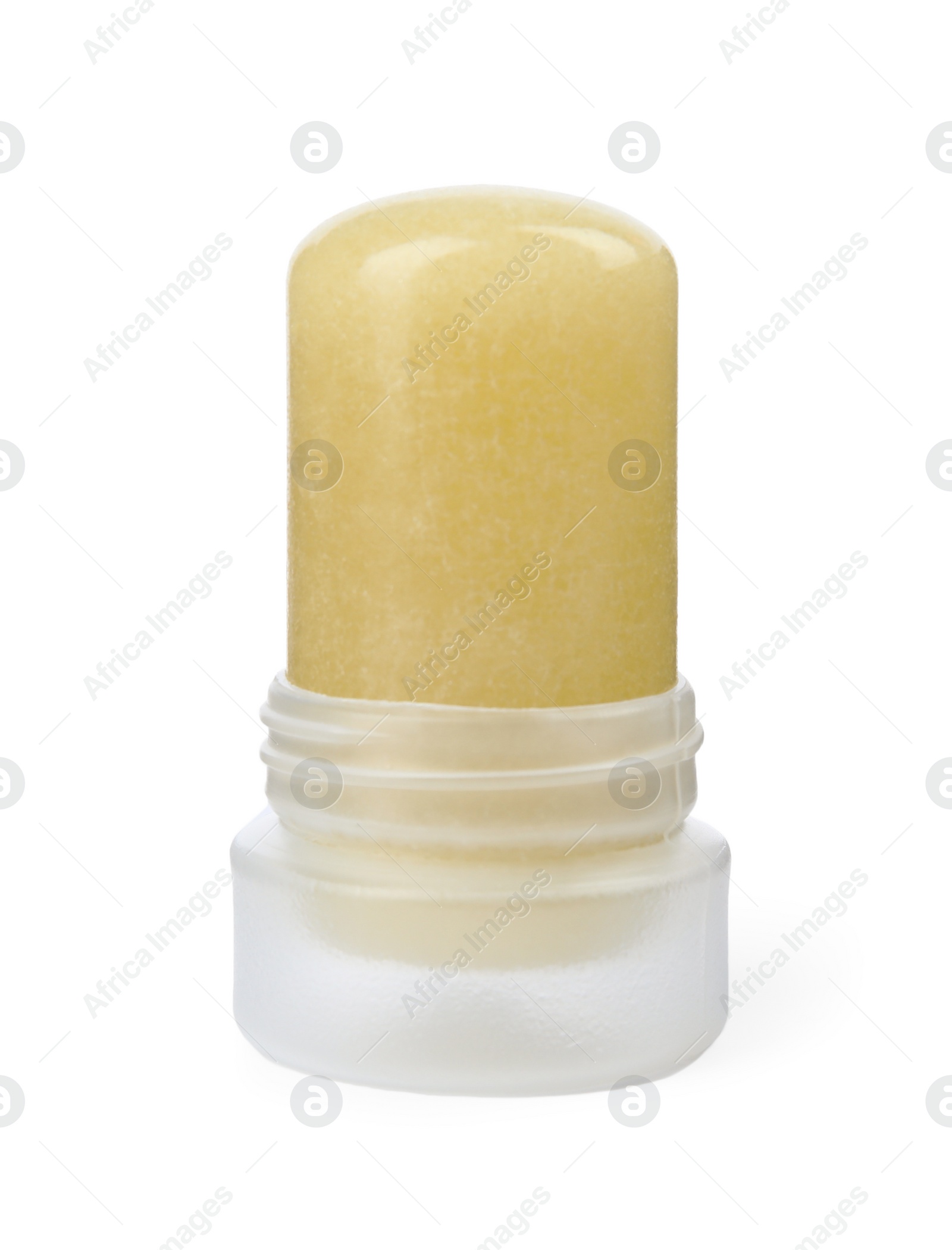 Photo of Natural crystal alum deodorant on white background