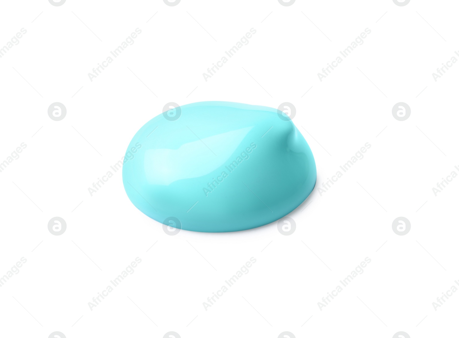 Photo of Sample of turquoise paint on white background