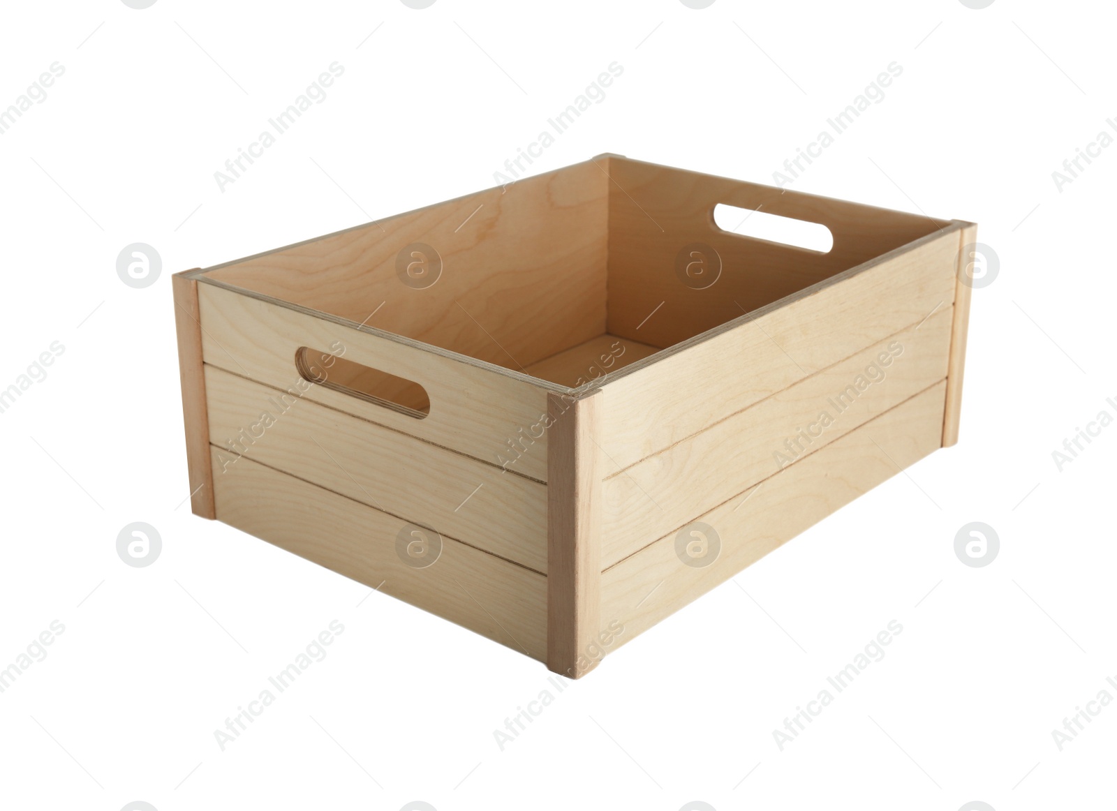 Photo of Wooden crate on white background. Shipping container