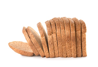 Photo of Fresh bread on white background. Baked goods