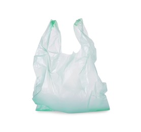 One light green plastic bag isolated on white