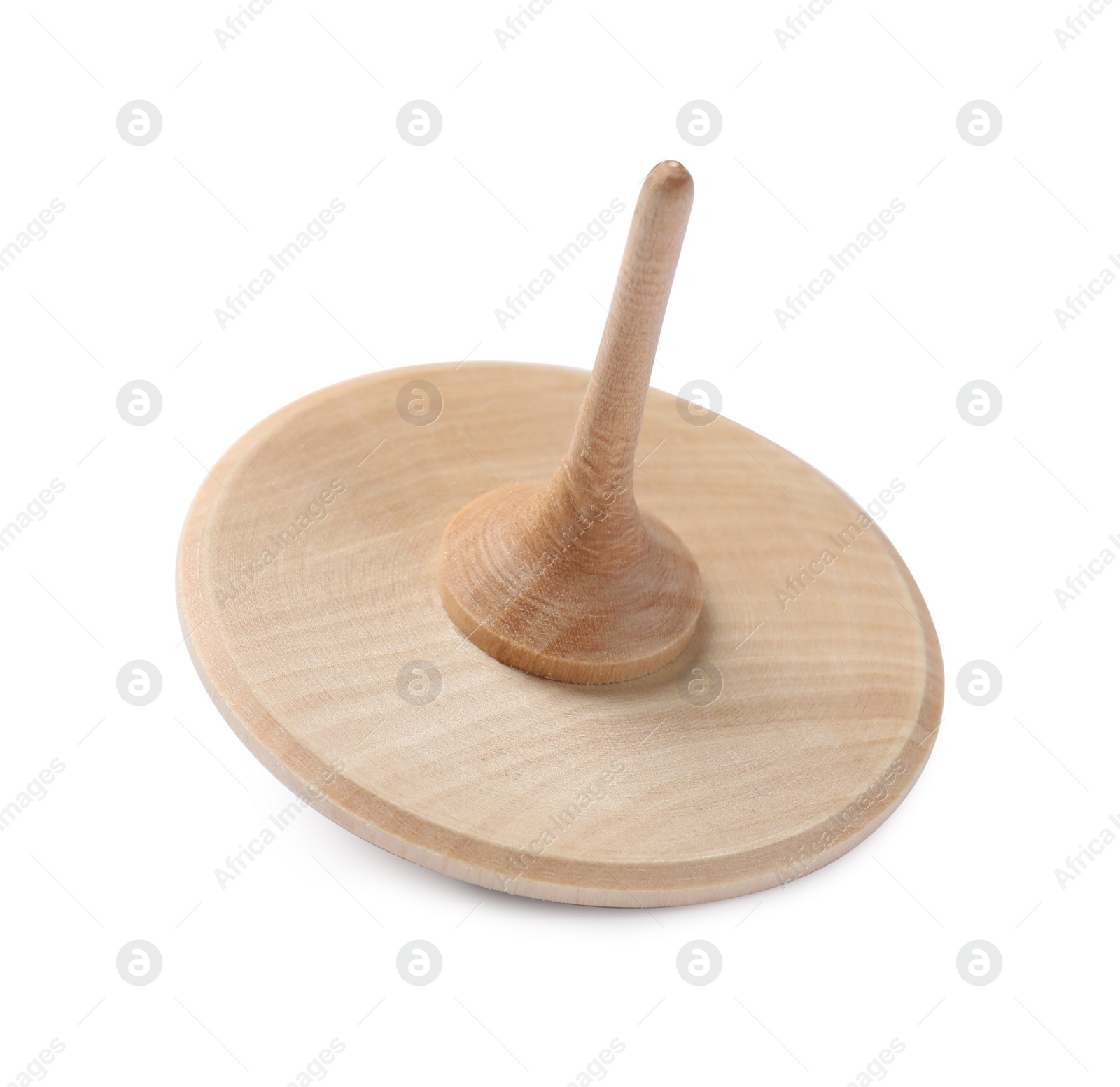 Photo of One wooden spinning top isolated on white