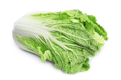 Photo of Fresh tasty ripe Chinese cabbage on white background