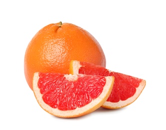 Ripe grapefruit on white background. Fresh fruit