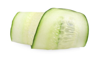 Slice of fresh cucumber isolated on white