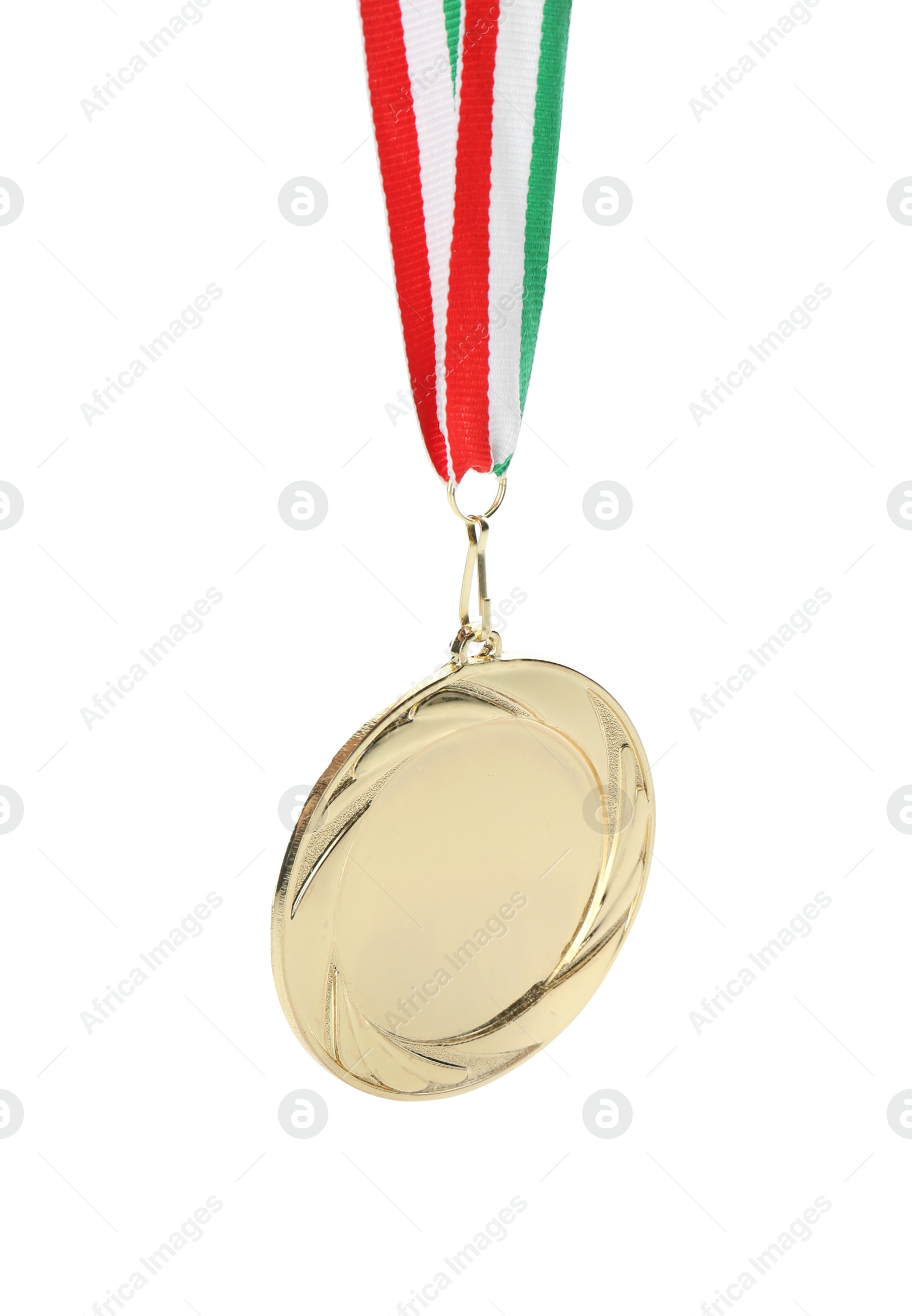 Photo of Gold medal isolated on white. Space for design