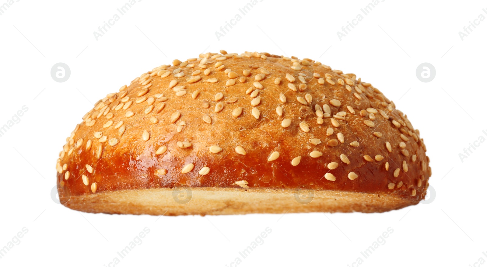 Photo of Half of grilled burger bun isolated on white