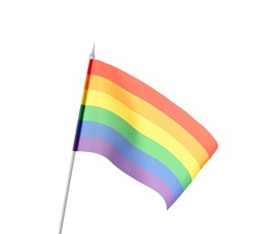 Photo of Bright rainbow LGBT flag isolated on white