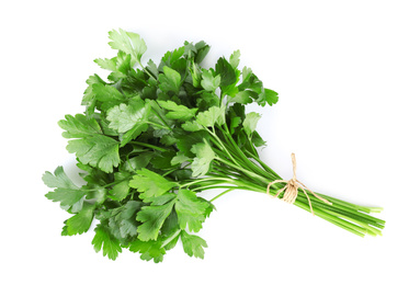 Photo of Bunch of fresh green parsley isolated on white