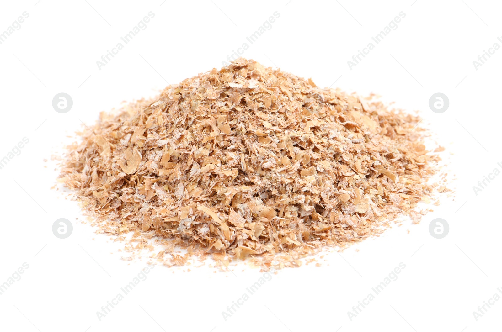 Photo of Pile of wheat bran on white background