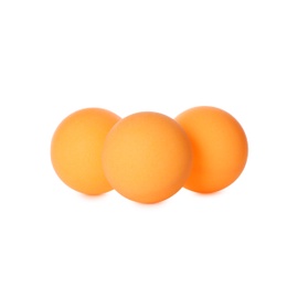 Orange plastic balls for table tennis on white background