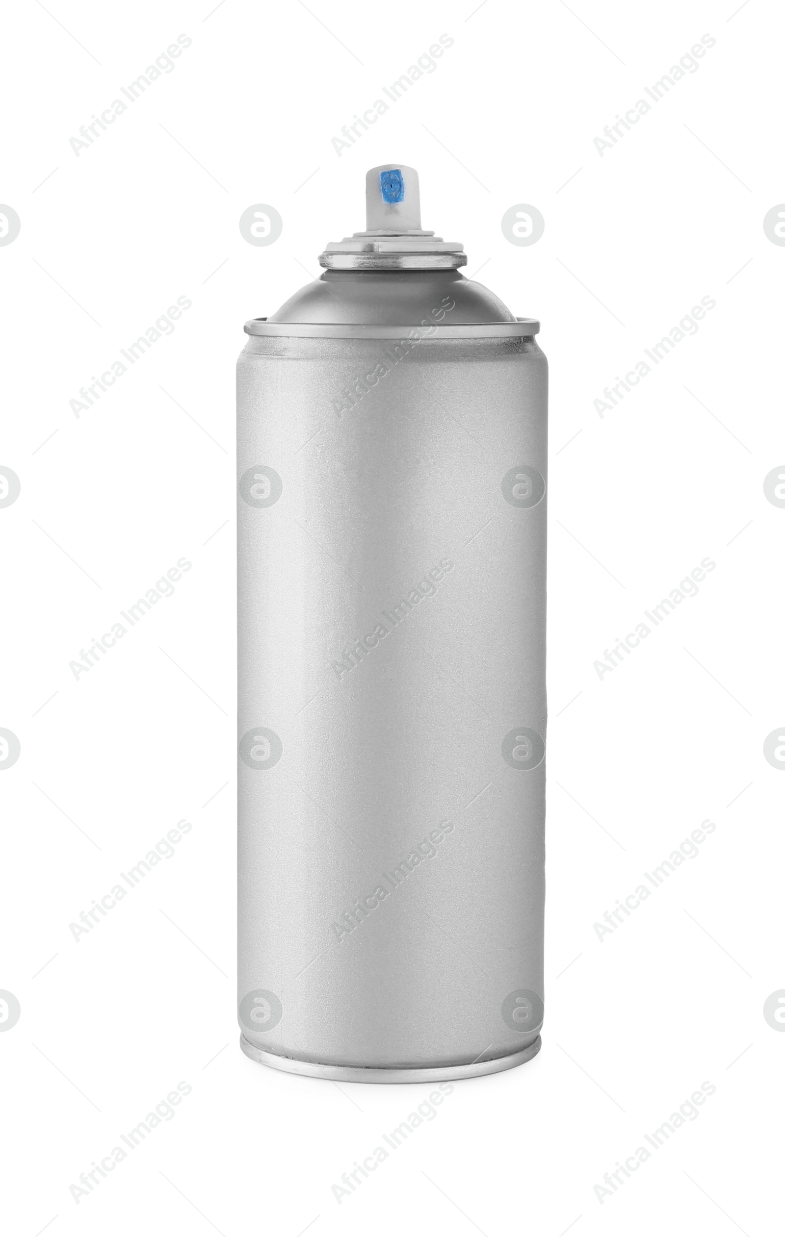 Photo of One silver spray paint can isolated on white