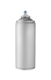 One silver spray paint can isolated on white