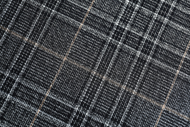 Photo of Texture of beautiful checkered fabric as background, closeup