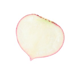 Photo of Half of cut fresh ripe turnip on white background