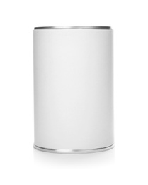 Mockup of tin can on white background