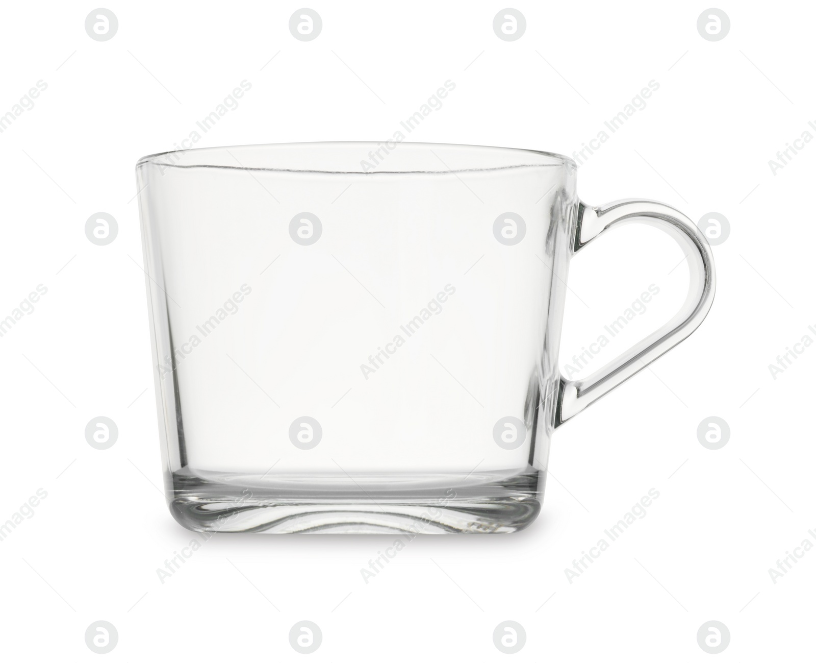 Photo of One stylish clean glass cup isolated on white