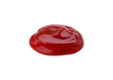 Photo of Tasty fresh ketchup isolated on white. Tomato sauce