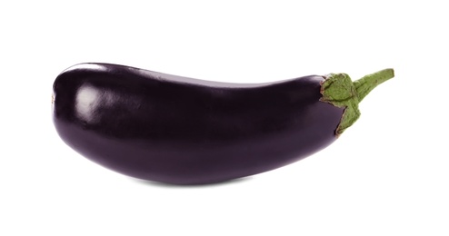 Photo of Tasty raw ripe eggplant on white background