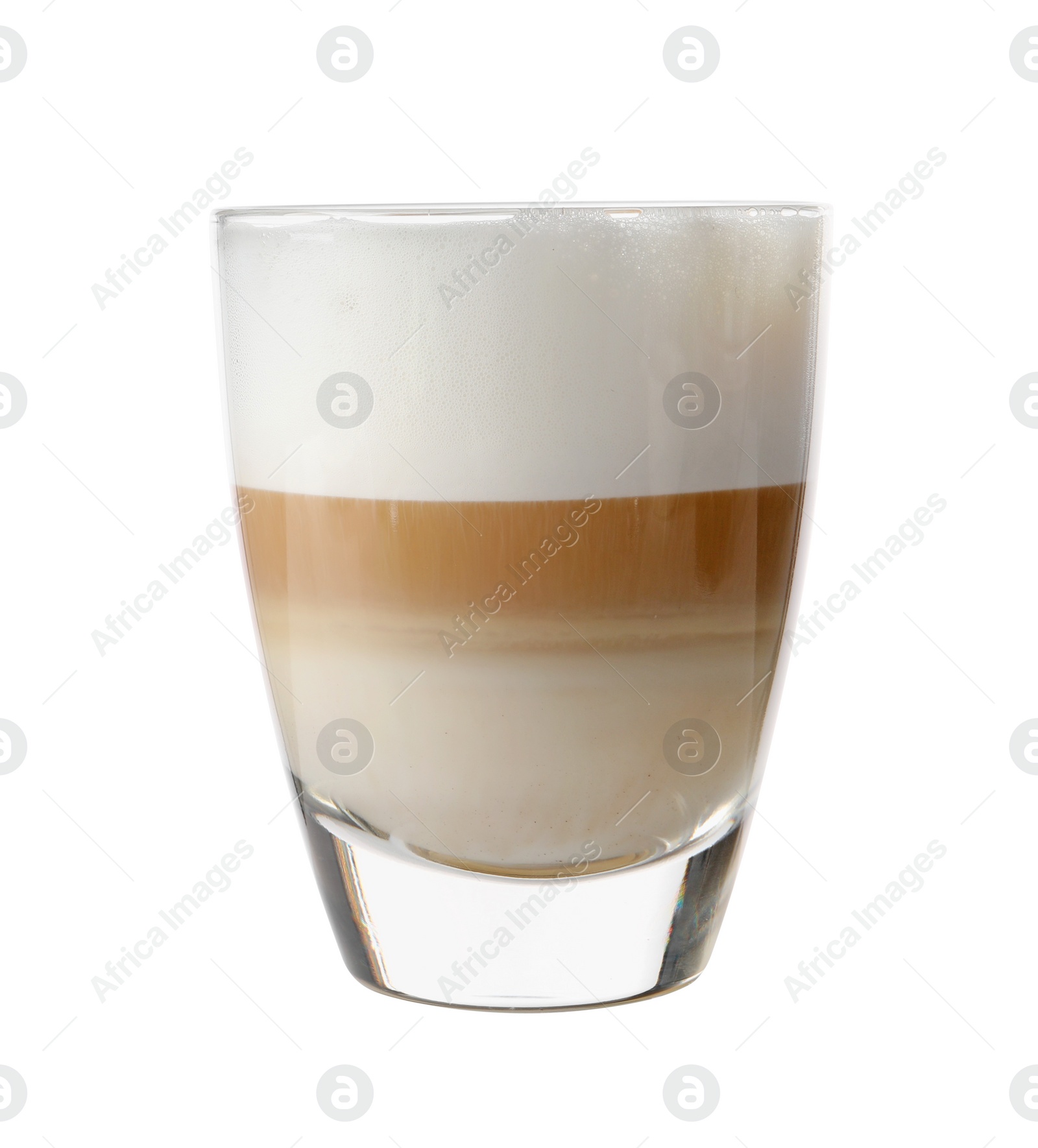 Photo of Aromatic coffee in glass isolated on white