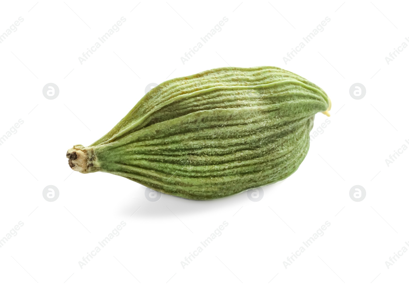 Photo of Dry green cardamom pod isolated on white, closeup