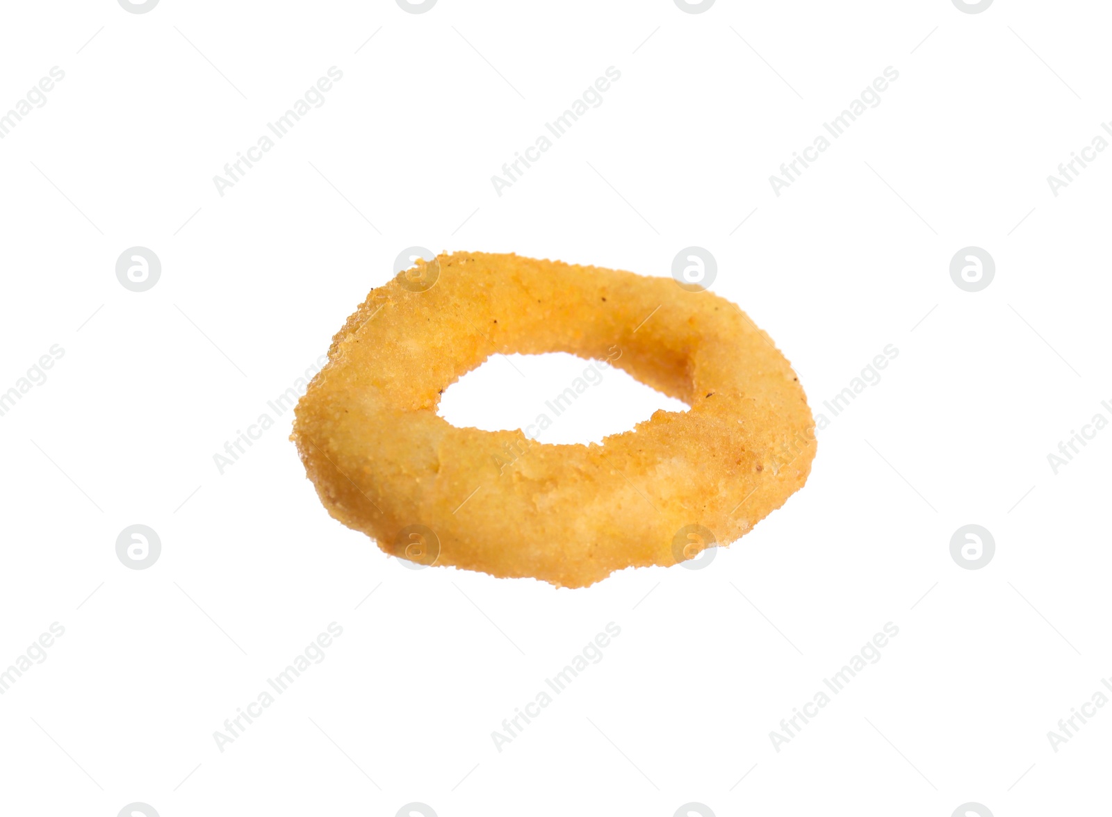 Photo of Delicious golden onion ring isolated on white