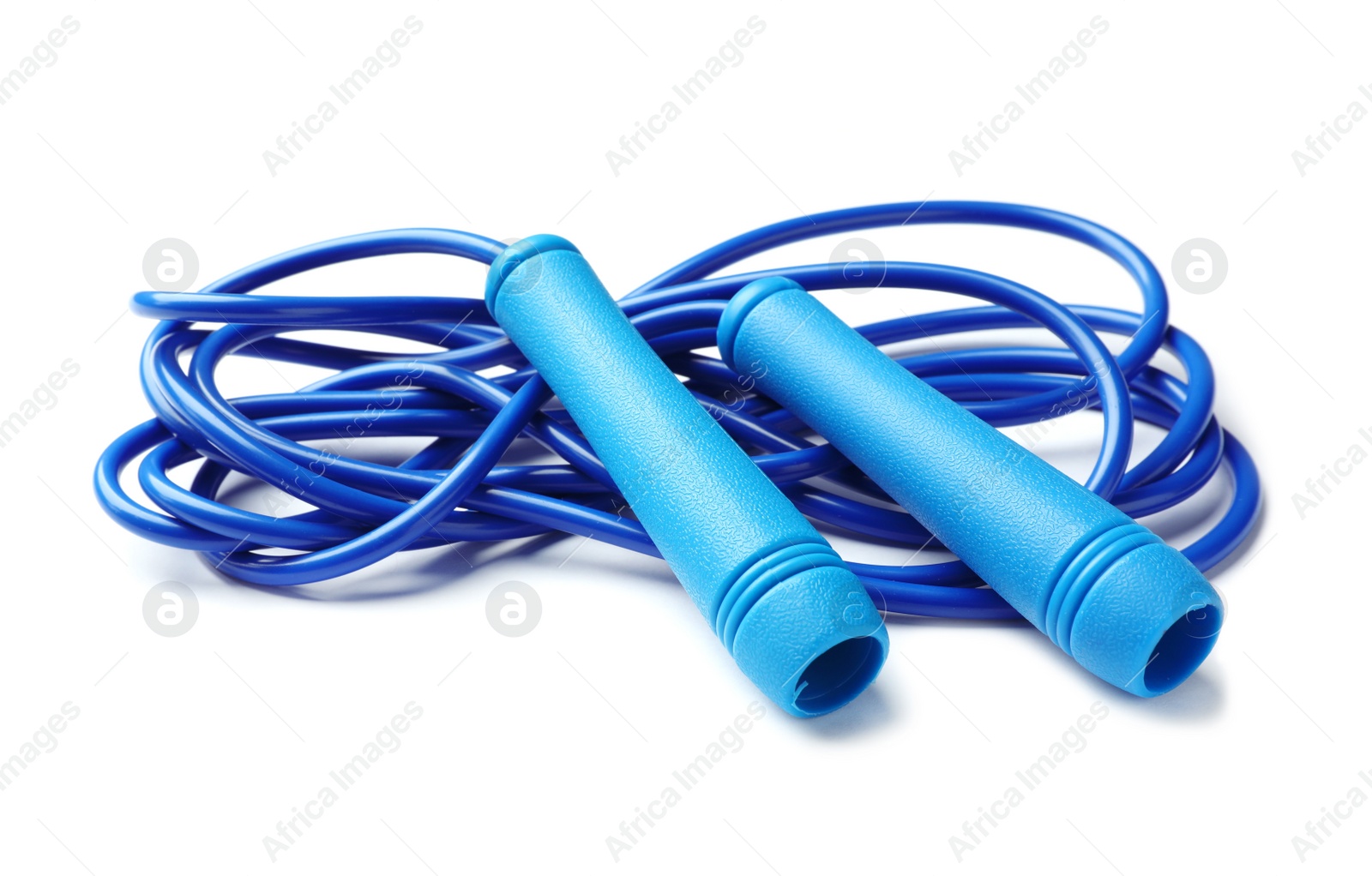 Photo of Jump rope on white background. Sports equipment