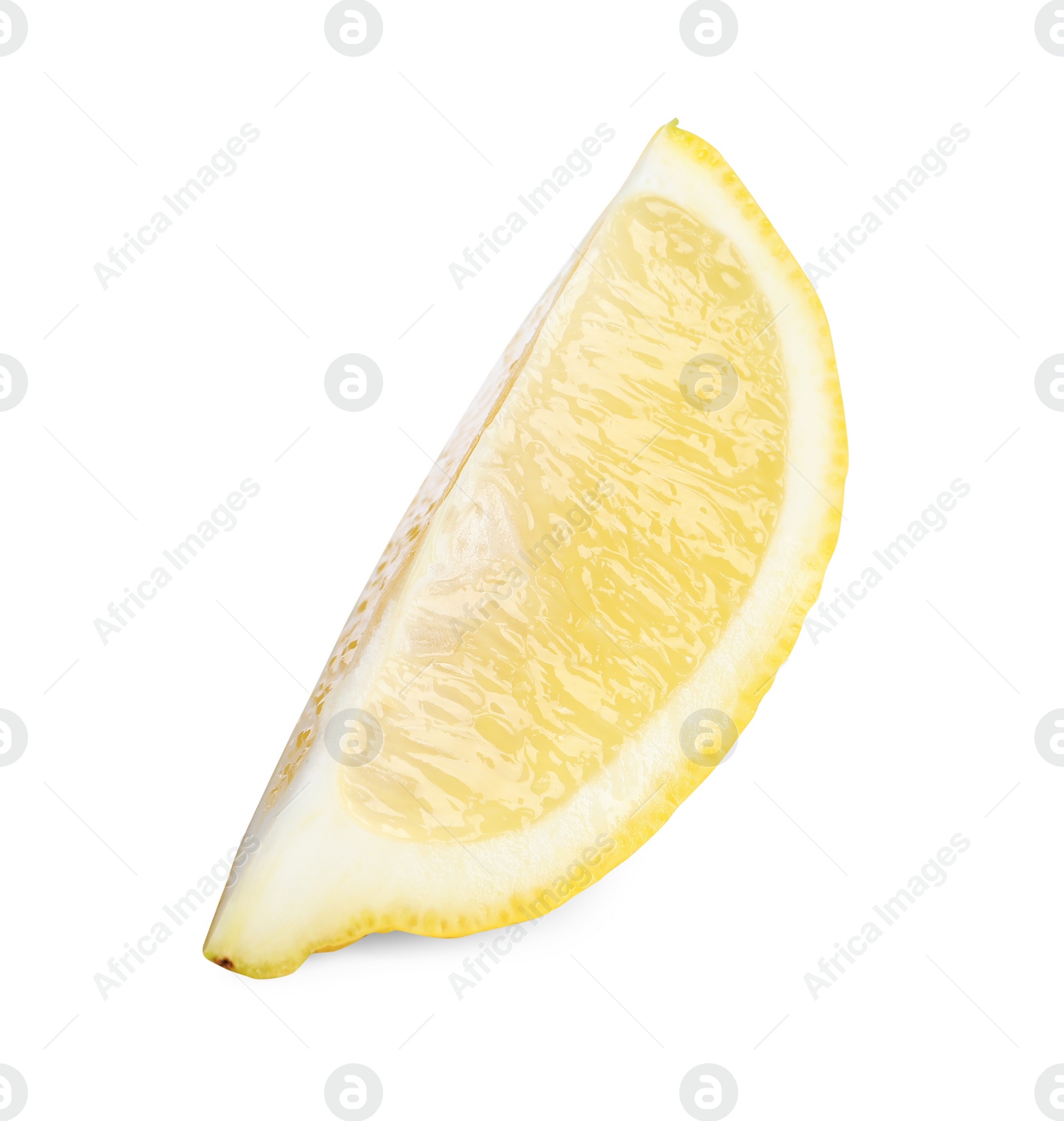 Photo of Citrus fruit. Slice of fresh lemon isolated on white