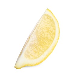 Photo of Citrus fruit. Slice of fresh lemon isolated on white