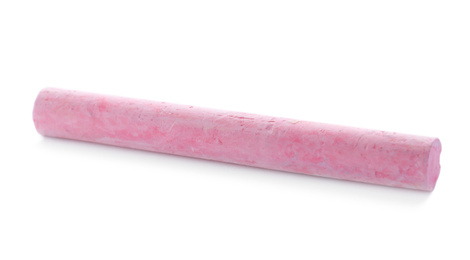 Photo of Piece of pink chalk isolated on white