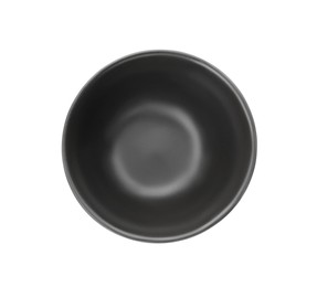 Photo of Empty dark bowl isolated on white, top view