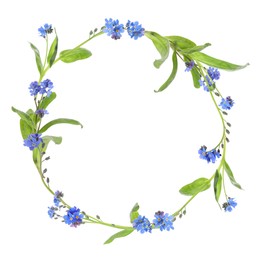 Image of Wreath of beautiful wild flowers isolated on white