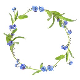 Wreath of beautiful wild flowers isolated on white