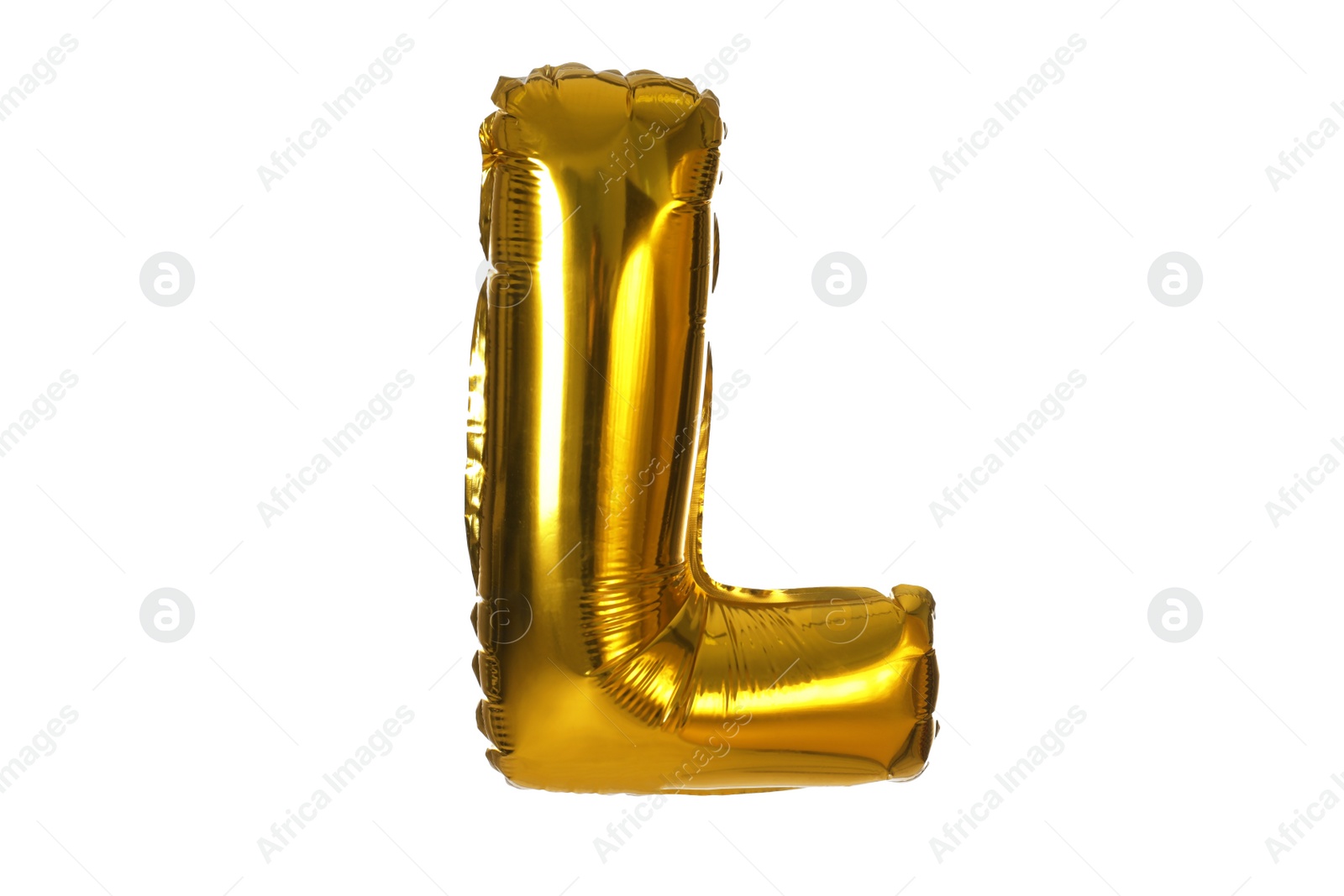 Photo of Golden letter L balloon on white background