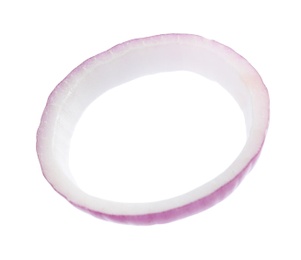 Photo of Fresh red onion ring on white background