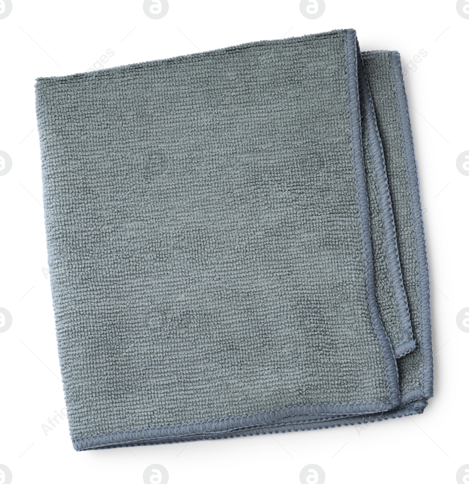 Photo of Grey microfiber cloth isolated on white, top view