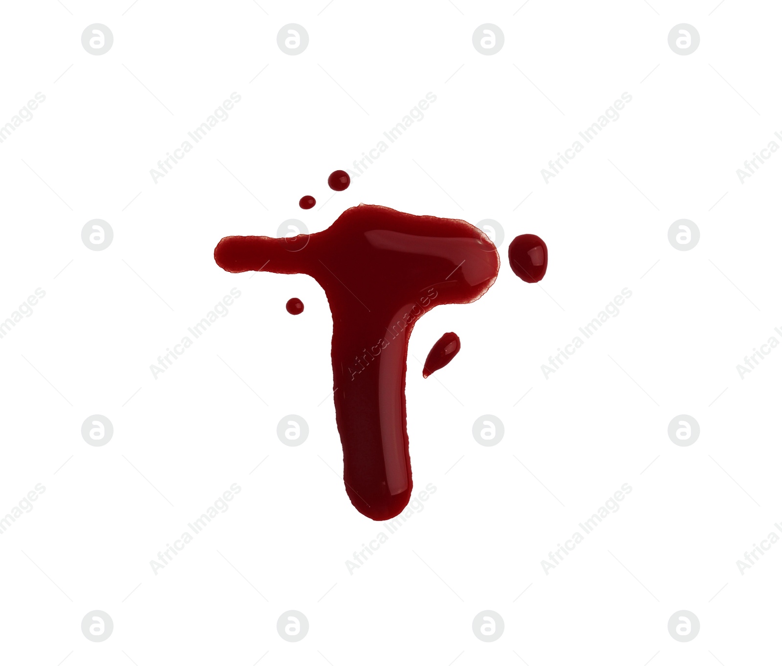 Photo of Drop of blood isolated on white, top view