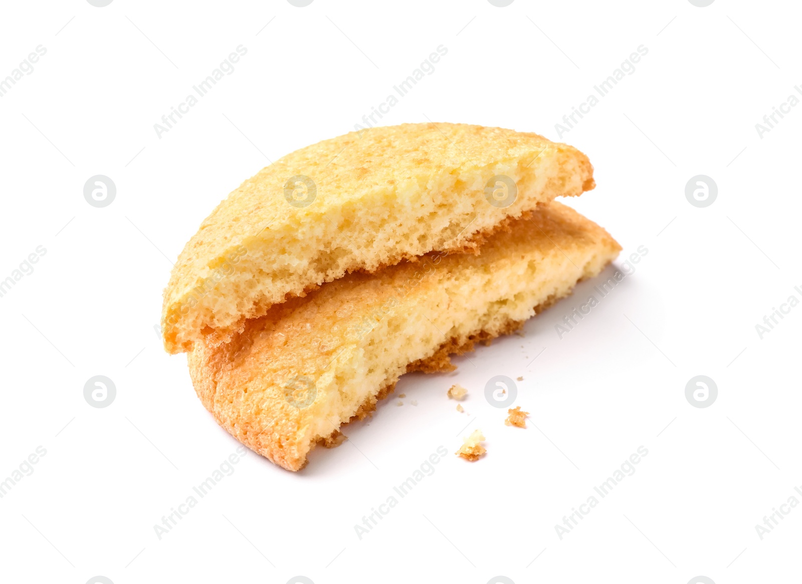 Photo of Broken tasty Danish butter cookie isolated on white