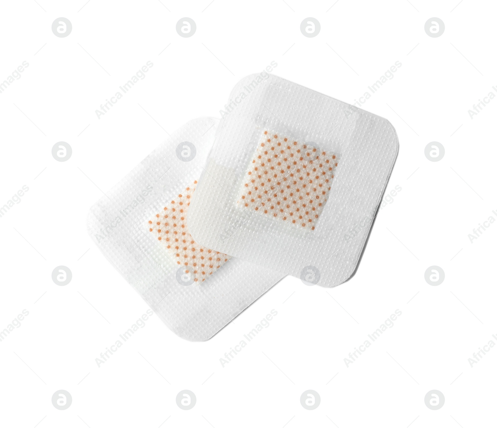 Medical sticking plasters isolated on white. First aid item Photo of Medical sticking plasters isolated on white. First aid item